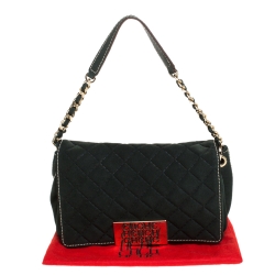 Pre Owned Carolina Herrera Deep Green Quilted Suede Shoulder Bag