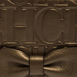 Pre Owned Carolina Herrera Metallic Gold Leather Gigi Trifold Wallet