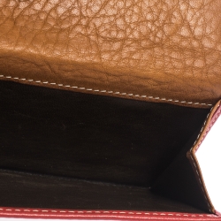 Pre Owned Carolina Herrera Red Monogram Leather Flap Compact Wallet