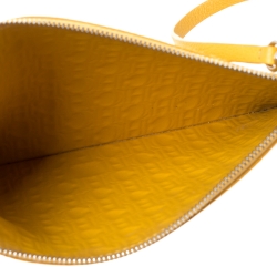 Carolina Herrera Mustard Embossed Leather Continental Pouch