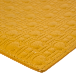 Carolina Herrera Mustard Embossed Leather Continental Pouch