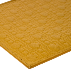Carolina Herrera Mustard Embossed Leather Continental Pouch