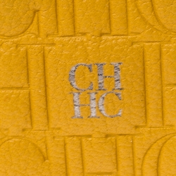 Carolina Herrera Mustard Embossed Leather Continental Pouch