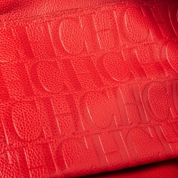 Pre Owned Carolina Herrera Orange Leather Flap Satchel