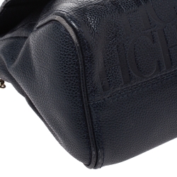 مملوكة مسبقًا Carolina Herrera Navy Blue Leather Minueto Flap Bag