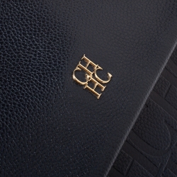 مملوكة مسبقًا Carolina Herrera Navy Blue Leather Minueto Flap Bag