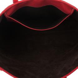 Pre Owned Carolina Herrera Red Embossed Leather Shopping Collection Tote