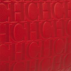 Pre Owned Carolina Herrera Red Embossed Leather Shopping Collection Tote