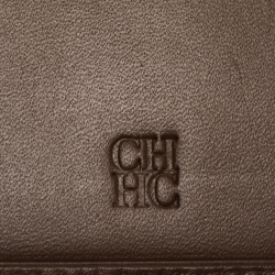 Pre Owned Carolina Herrera Brown Monogram Leather Continental Wallet