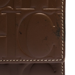 Pre Owned Carolina Herrera Brown Monogram Leather Continental Wallet