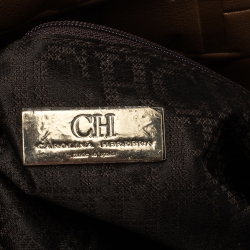Pre Owned Carolina Herrera Brown Leather Shoulder Bag
