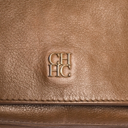 Pre Owned Carolina Herrera Brown Leather Shoulder Bag