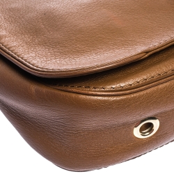 Pre Owned Carolina Herrera Brown Leather Shoulder Bag