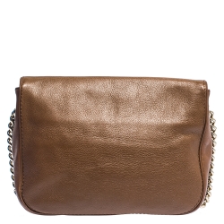 Pre Owned Carolina Herrera Brown Leather Shoulder Bag