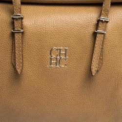 Pre Owned حقيبة كارولينا هيريرا جلد محبب بيج