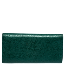 Pre Owned Carolina Herrera Green Leather Continental Flap Wallet
