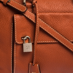 Carolina Herrera Cinnamon Brown Leather Front Pocket Satchel