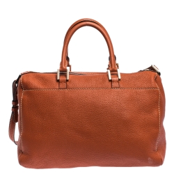 Carolina Herrera Cinnamon Brown Leather Front Pocket Satchel