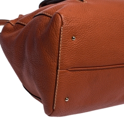 Carolina Herrera Cinnamon Brown Leather Front Pocket Satchel