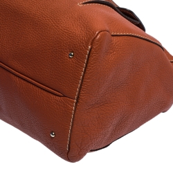 Carolina Herrera Cinnamon Brown Leather Front Pocket Satchel