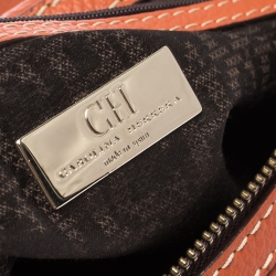 Carolina Herrera Cinnamon Brown Leather Front Pocket Satchel