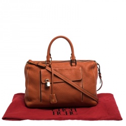 Carolina Herrera Cinnamon Brown Leather Front Pocket Satchel