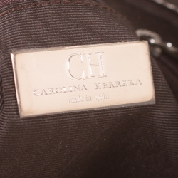Pre Owned Carolina Herrera Grey Monogram Leather Audrey Shoulder Bag