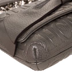 Pre Owned Carolina Herrera Grey Monogram Leather Audrey Shoulder Bag