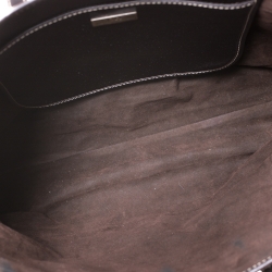 Pre Owned Carolina Herrera Dark Brown Monogram Embossed Leather Tote