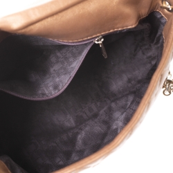 Pre Owned Carolina Herrera Bronze Quilted Leather Flap Chain Shoulder Bag