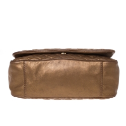 Pre Owned Carolina Herrera Bronze Quilted Leather Flap Chain Shoulder Bag
