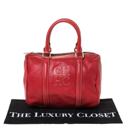 Carolina Herrera Red Leather Andy Boston Bag