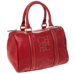 Carolina Herrera Red Leather Andy Boston Bag