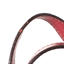 Pre Owned Carolina Herrera Beige/Red Monogram Canvas and Leather Logo Patch Tote