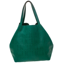 مملوكة مسبقًا Carolina Herrera Green Monogram Leather Matryoshka Tote