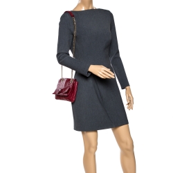 Pre Owned Carolina Herrera Burgundy Monogram Leather Audrey Shoulder Bag