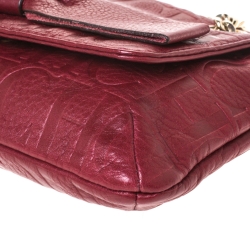 Pre Owned Carolina Herrera Burgundy Monogram Leather Audrey Shoulder Bag