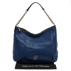 Pre Owned Carolina Herrera Blue Leather Chain Hobo