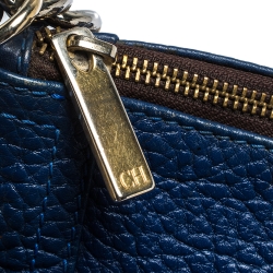 Pre Owned Carolina Herrera Blue Leather Chain Hobo