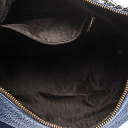 Pre Owned Carolina Herrera Blue Leather Chain Hobo