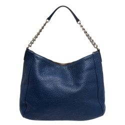 Pre Owned Carolina Herrera Blue Leather Chain Hobo