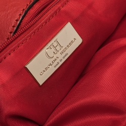 Pre Owned Carolina Herrera Red Quilted Satin Chain Tote