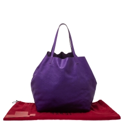 Pre Owned Carolina Herrera Purple Monogram Leather Shopper Tote