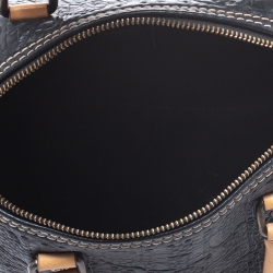 Pre Owned Carolina Herrera Black Monogram Leather Andy Boston Bag