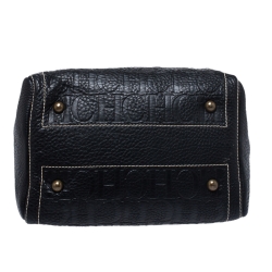 Pre Owned Carolina Herrera Black Monogram Leather Andy Boston Bag