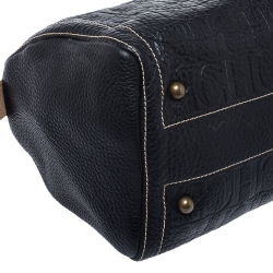 Pre Owned Carolina Herrera Black Monogram Leather Andy Boston Bag