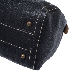 Pre Owned Carolina Herrera Black Monogram Leather Andy Boston Bag