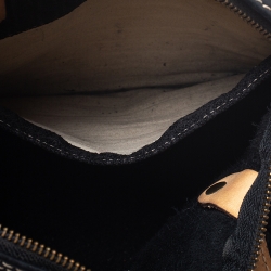 Pre Owned Carolina Herrera Black Monogram Leather Andy Boston Bag