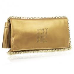 Pre Owned Carolina Herrera Gold Leather Chain Triana Shoulder bag