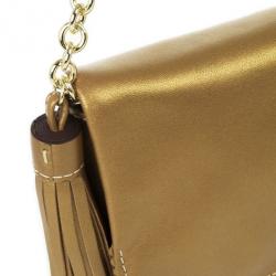 Pre Owned Carolina Herrera Gold Leather Chain Triana Shoulder bag